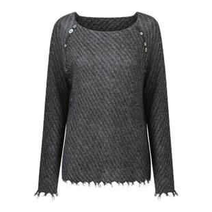 halfmoon x LOOKNOW2026春季新款灰色暗斜纹长袖衫女