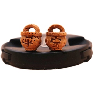 桃核雕刻桃篮单颗手工diy材料宝宝编红绳手链项链配件小桃核配饰