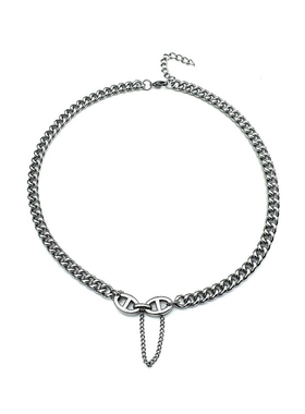 嘻哈潮男钛钢不掉色古巴链项链