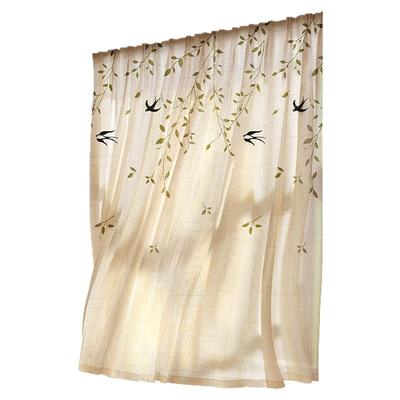 燕子纱小窗帘2025新款薄纱帘透光不透人中古风亚麻纱客厅飘窗中式