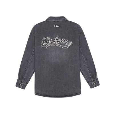 MLB官方 男女情侣后背图案学院风牛仔衬衫25秋季新款DRV01/DRV02