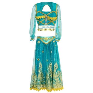 儿童印度舞服装天竺少女演出服幼儿肚皮舞新疆舞蹈服装长袖套装裙