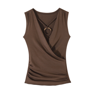 大于诗集 艺术旅途 废土风荡领背心挂脖假两件小衫女荡领背心上衣