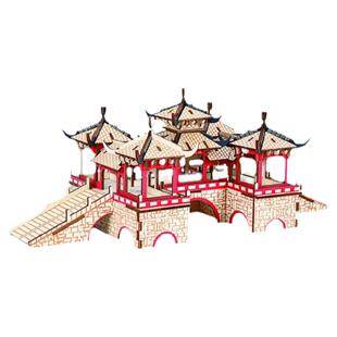 五亭桥木质模型拼图立体3D建筑木制益智儿童成人手工拼装减压趣味