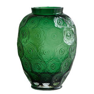 中古法式浮雕珍珠白玻璃大号玻璃花瓶复古客厅卧室酒店现简约装饰