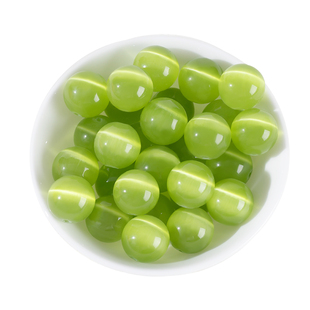 橄榄绿色猫眼石散珠半成品diy编织水晶串珠手链珠子手串配件材料