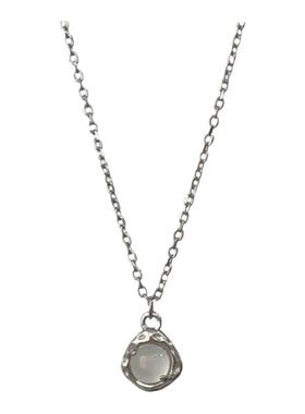 s925纯银白玉髓吊坠锁骨链不规则