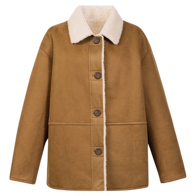 简约撞色羊毛双面穿皮草