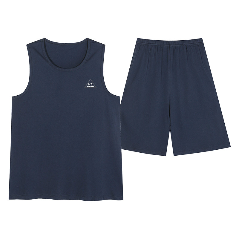 睡衣套装男士夏季背心家居服大码