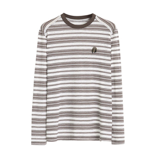 26春款时尚条纹长袖T恤宽松休闲圆领套头上衣女