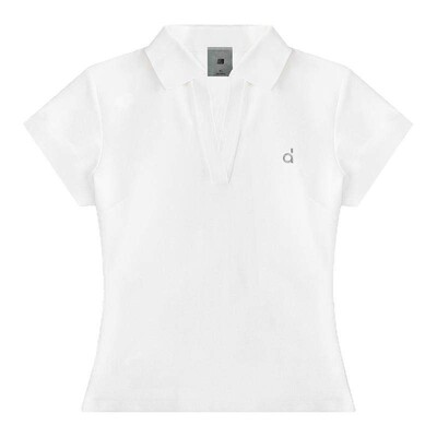 FDR官方店 V领正肩polo衫t恤女修身短袖翻领羽毛球运动上衣网球服