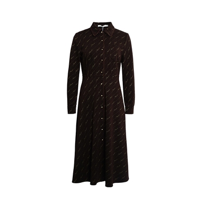 谷邦衬衫式印花连衣裙女