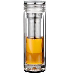 银币龙盖双层玻璃杯子男女透明加厚泡茶水晶杯2025新款定制印logo