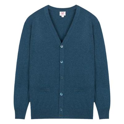 鹿王羊绒衫男士100纯羊绒新款V领纯色商务风开衫加厚保暖简约秋冬