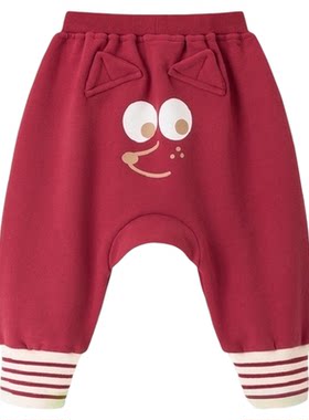 乖奇熊婴儿纯棉抓绒裤子宝宝休闲