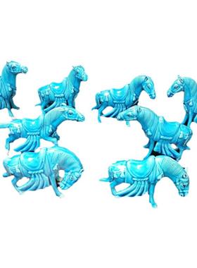 雕塑瓷厂珐蓝釉大号成套鞍马八马
