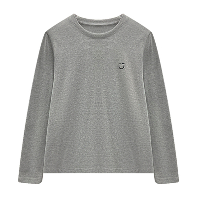 磨毛棉笑脸圆领刺绣t恤柔软百搭