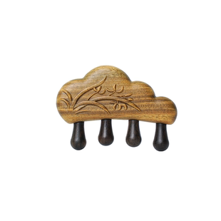 周广胜天然绿檀木梳子祥云兰拨筋按摩梳头皮经络按摩送亲友长辈