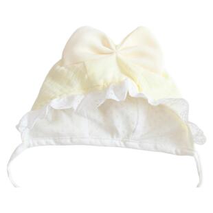 春季款小月龄婴幼儿A类纯棉花边帽女宝宝可爱加绒大蝴蝶结公主帽