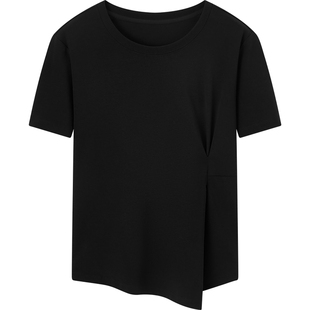 爱居兔轻薄设计感短袖针织T恤女夏季新款舒适收腰上衣