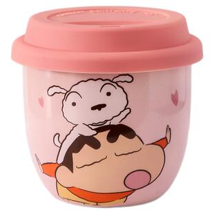 蜡笔小新陶瓷马克杯带盖高颜值情侣水杯可爱咖啡杯家用小巧早餐杯