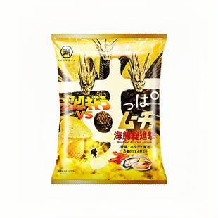 日本进口零食湖池屋哥斯拉联名款牡蛎扇贝海鲜虾味厚切淡盐味薯片