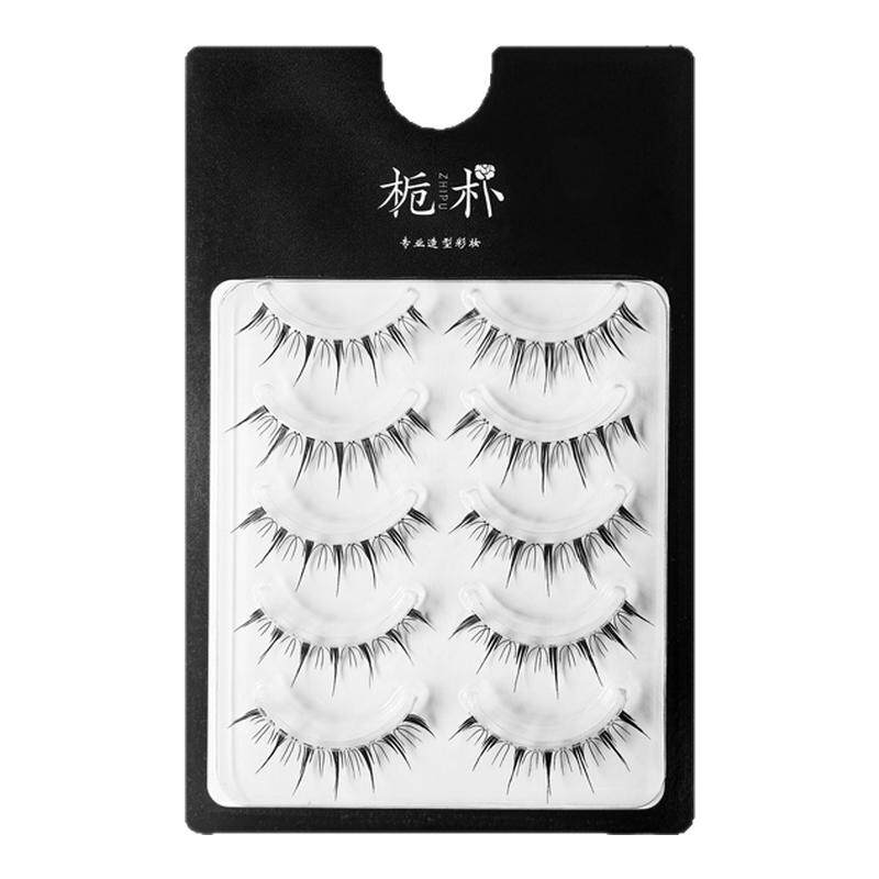 栀朴Z11假睫毛女上眼睫毛自然仿真浓密一整条无胶水款1片式透明梗