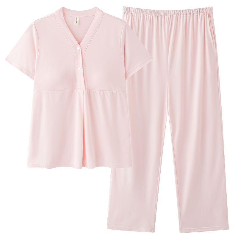 春夏季薄款月子服套装带胸垫产妇哺乳衣/月子服