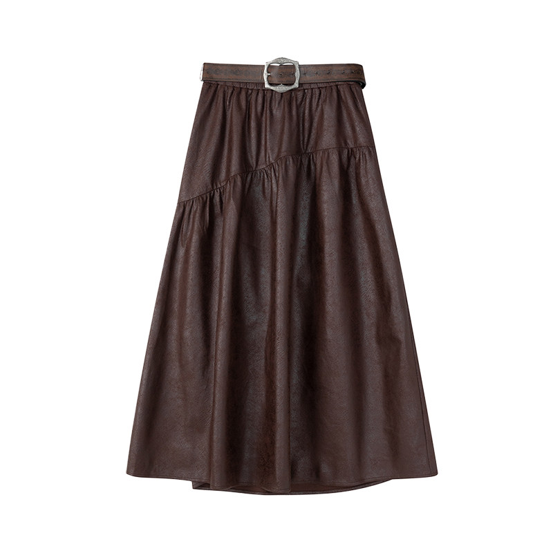 LAGOGO琥珀流光长款半身裙女拉谷谷2025年冬新款送腰带设计感裙子