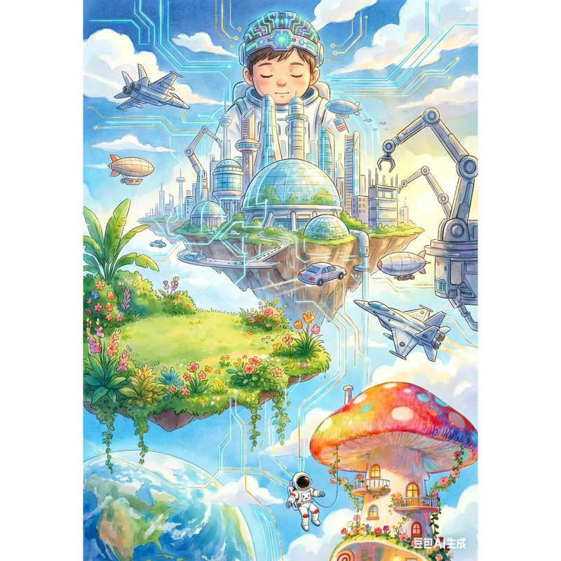 4k画底稿科幻作品科普手抄报科技创意画科技与未来绘画手抄报模板