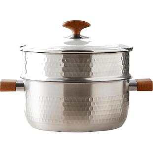 kimscook不锈钢雪平汤锅加厚蒸锅家用煮锅双耳炖锅燃气电磁炉专用