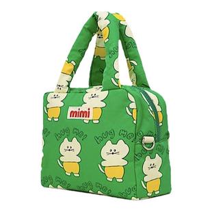 韩国ins卡通印花手提妈咪包可爱撞色手拎包多功能儿童饭盒收纳包