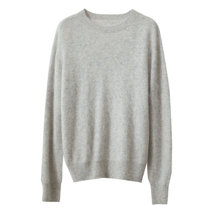 Amii春款奢贵柔暖拉毛全山羊绒衫无缝一体成型抗菌毛衣女