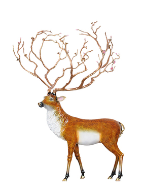 招财梅花鹿进门玄关落地摆件