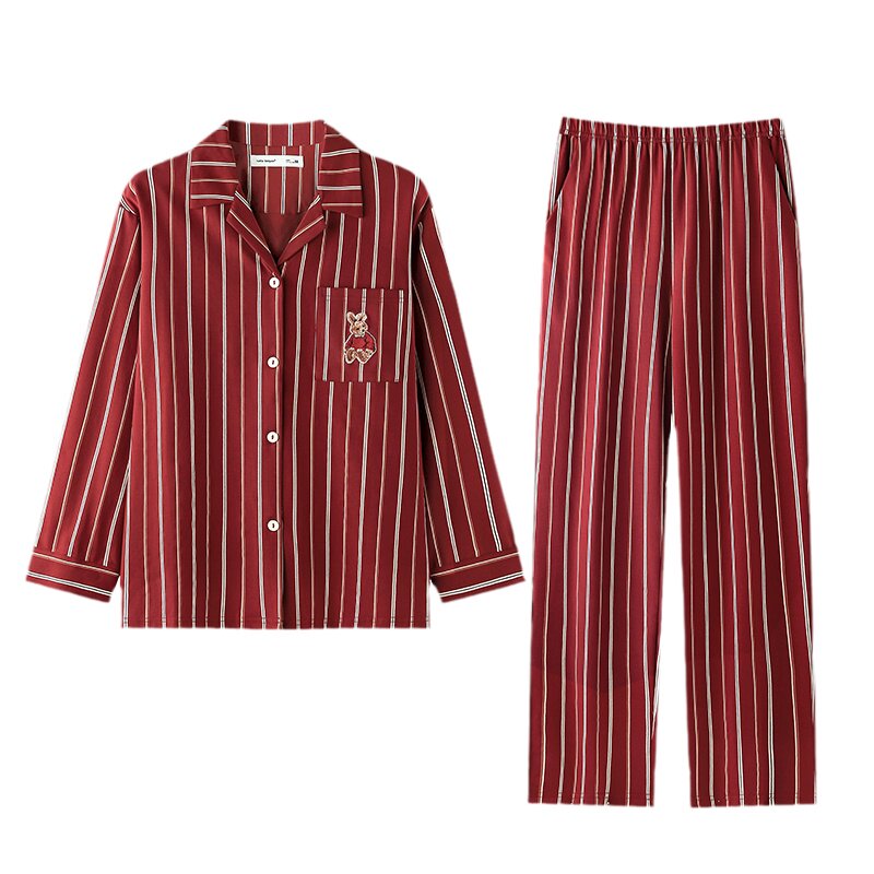 情侣睡衣春秋新款宽松棉质家居服
