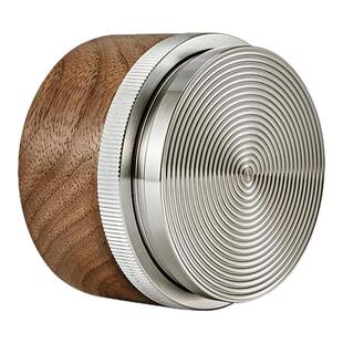 MUVNA咖啡手柄布粉器304不锈钢可调节胡桃木螺纹压粉器51/53/58mm