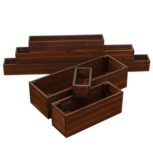 室外防腐木花箱长方形室内庭院碳化木花盆多肉花槽户外阳台种菜盆