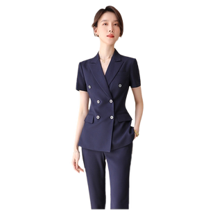 诗璐雅干练职业装女夏季短袖西装套装气质女神范商务工作服女高端