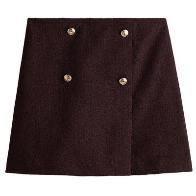 HM2025冬季新款女装半身裙时尚休闲百搭纽扣前襟迷你裙1249159