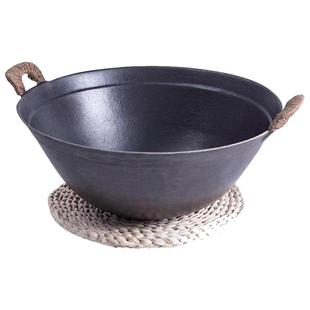 老式铸铁铁锅双耳炒菜锅生铁无涂层加厚不粘锅家用燃气灶专用炒锅