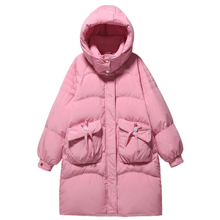 300斤胖莹莹大码女装韩系学院风减龄清新加肥保暖加厚连帽羽绒服