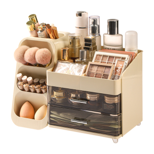 桌面化妆品收纳盒高级感化妆刷桶分格整理抽屉梳妆台护肤品置物架