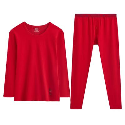 结婚本命年喜庆长袖红豆保暖套装