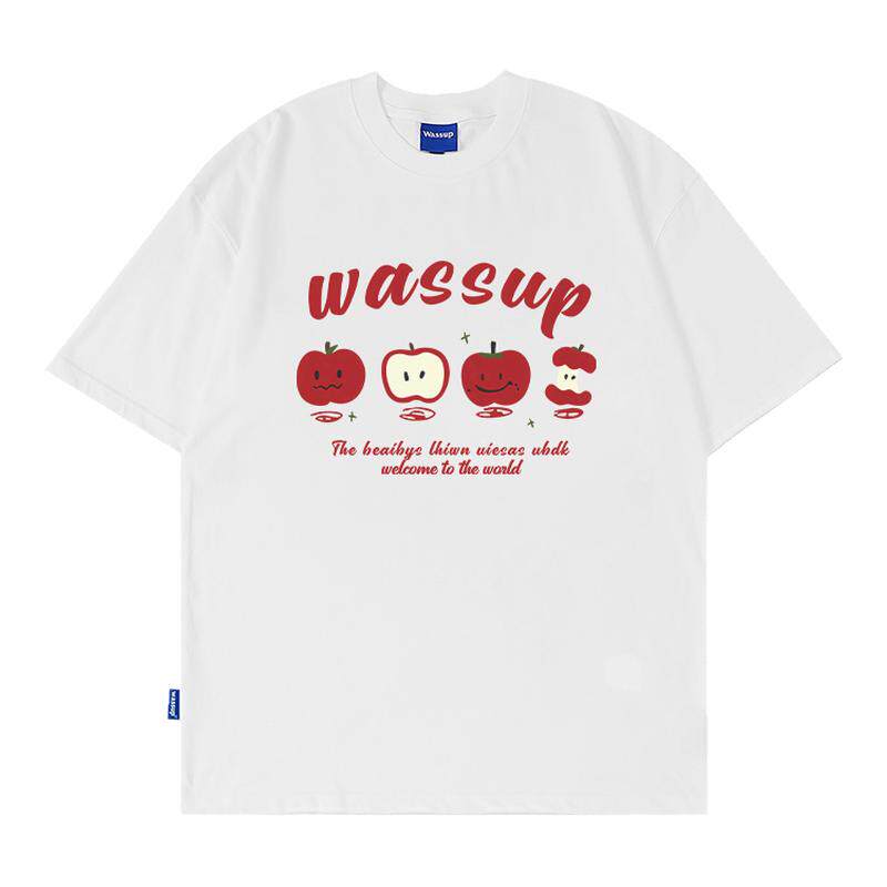 WASSUP潮牌苹果短袖T恤男女夏季