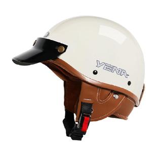 野马电动摩托车头盔男女复古日式3c巡航哈夏季四机车雷安全帽瓢盔