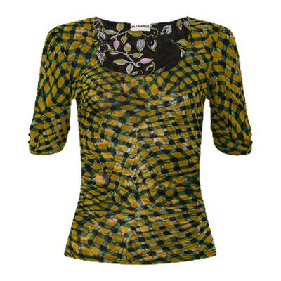 [双面穿]DVF2026早春新款以太藤蔓浮动格纹弹力网纱上衣BS4T001