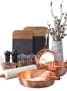 厨房样板间软装饰品紫铜厨具摆件