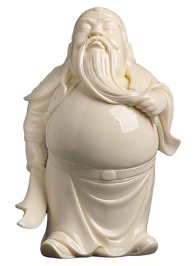 中国白陶瓷关公二爷雕像客厅摆件