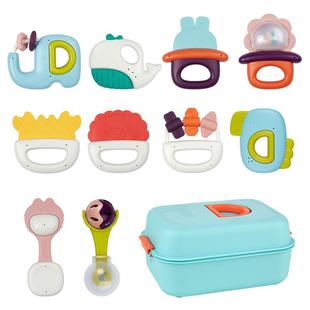 贝恩施宝宝手摇铃新生婴儿安抚玩具见面礼练抓握防吃手可啃咬牙胶