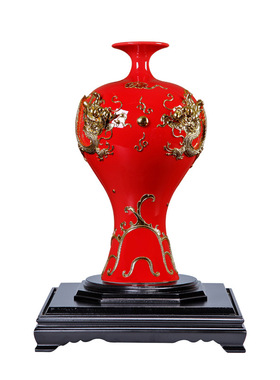 送礼佳品实用商务红色花瓶摆件